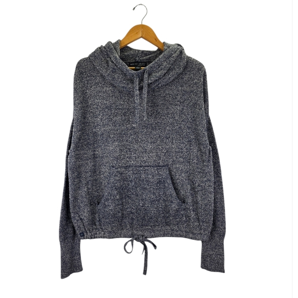 Barefoot Dreams Cozy Chic Lite Knit Pebble Beach Gray Hoodie Women's Size Large